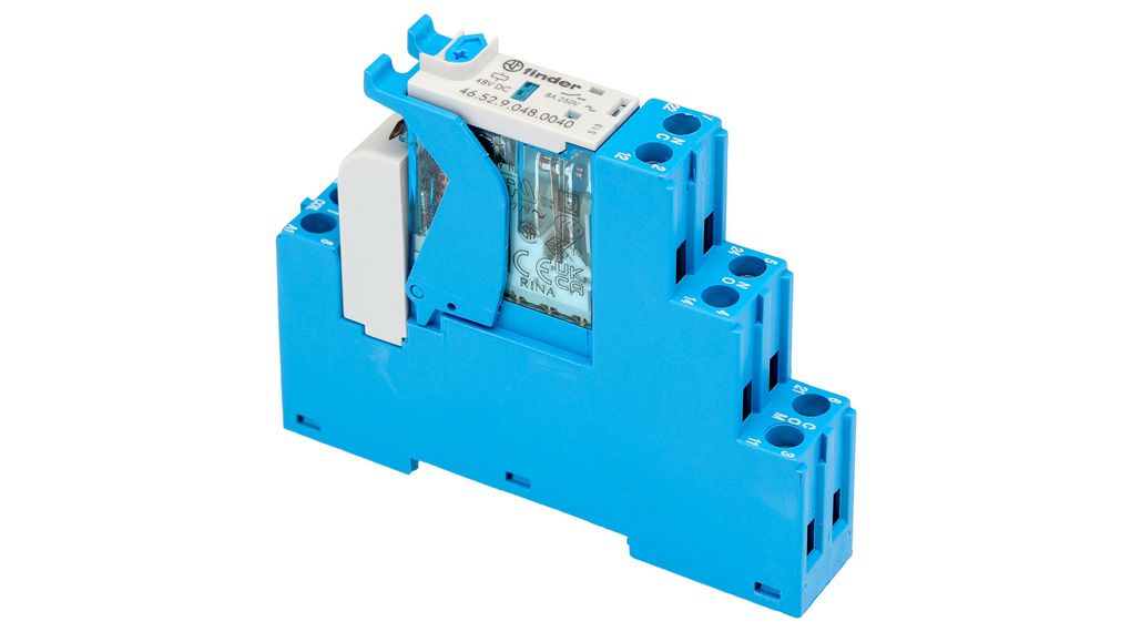 Finder 4C Series Interface Relay, DIN Rail Mount, 48V dc Coil, DPDT, 8A Load