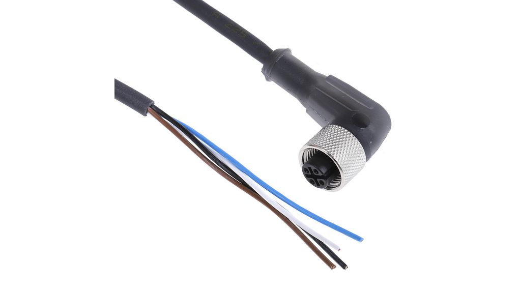 Telemecanique Sensors Right Angle Female 4 way M12 to Unterminated Sensor Actuator Cable, 2m Ledare