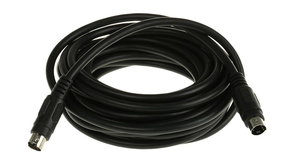 Male 4 Pin mini-DIN to Male 4 Pin mini-DIN Black DIN Cable 5m