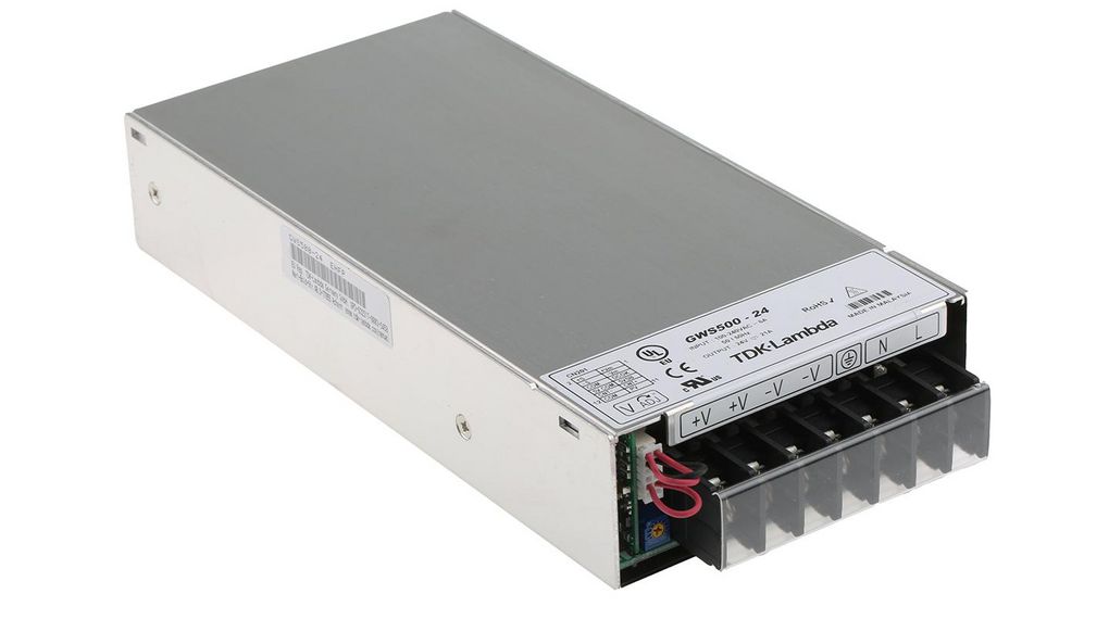 TDK-Lambda Switching Power Supply, GWS500-24, 24V dc, 21A, 504W, 1 Output, 120 → 373 V dc, 85 → 265 V ac