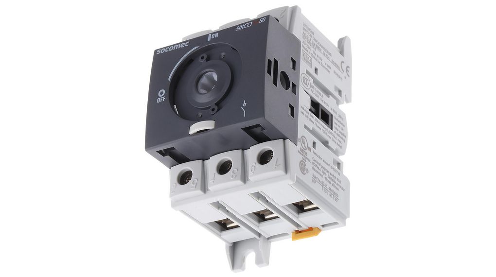 Socomec 3P Pole Isolator Switch - 80A Maximum Current, 37kW Power Rating, IP20