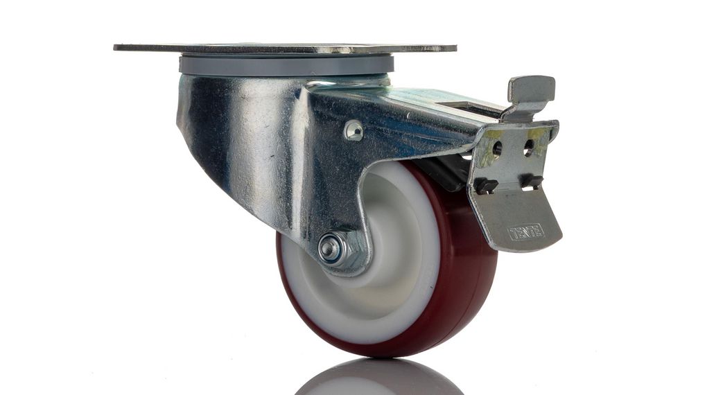 Tente Braked Swivel Castor Wheel, 150kg Capacity, 80mm Wheel