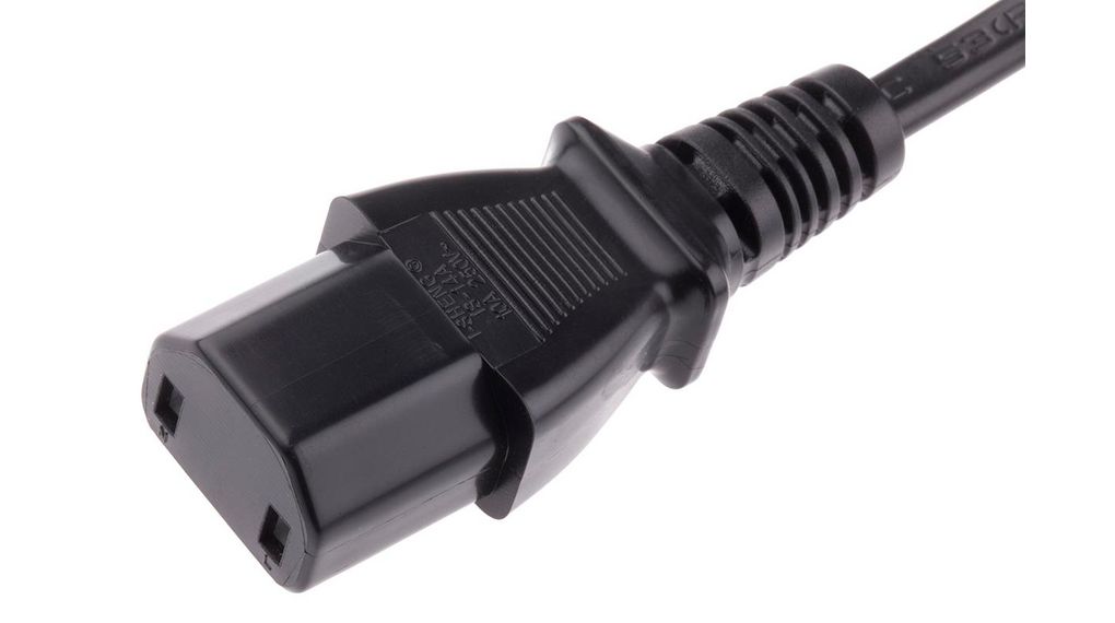 Straight IEC C17 Socket to Straight Type A Chinese Plug Power Cord, 2m, 250V, Cable Length 2m