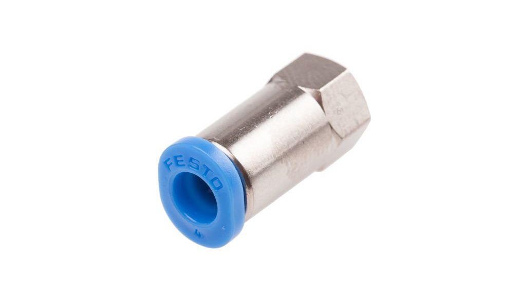 Festo QS Series Straight Threaded Adaptor, M5 Female to Push In 4 mm, Threaded-to-Tube Connection Style, 153311