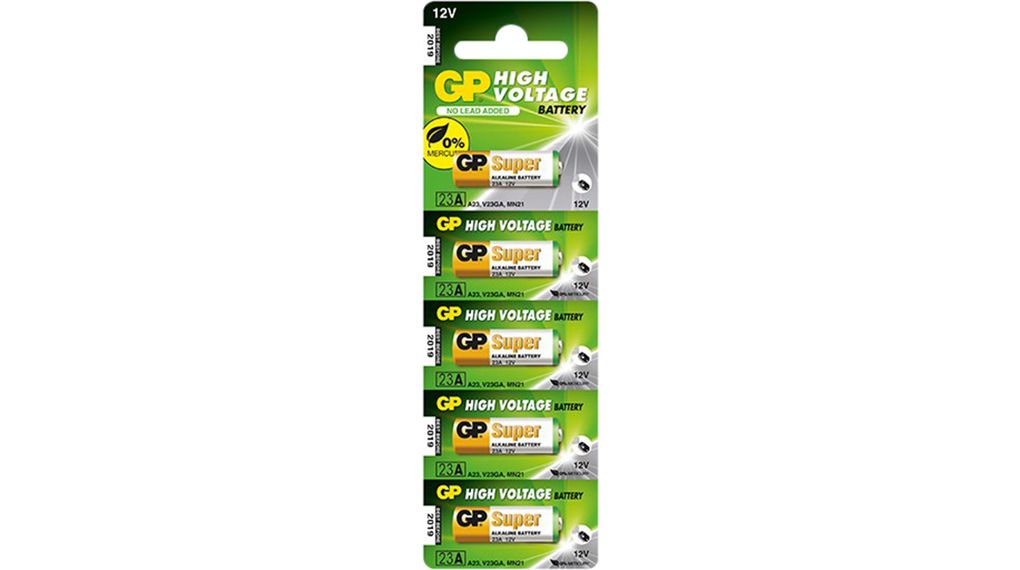 Primary Battery, 12V, A23, Alkaline, Pack of 5 pieces