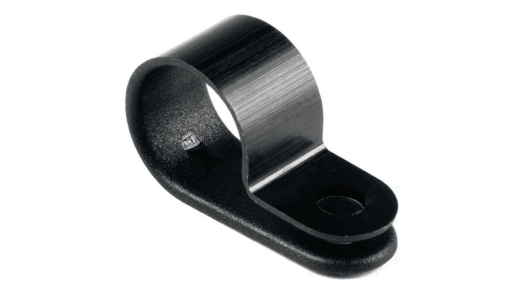 Cable Clamp, 6.5mm, Polyamide 6.6, Black, Screw