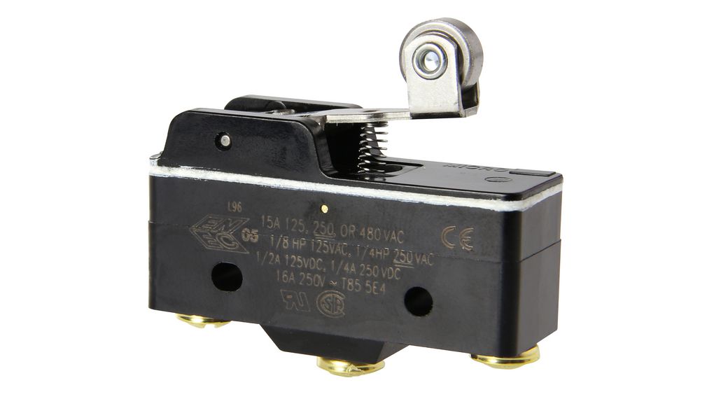 Produktbild von WITTKOWARE Mikroschalter 50x18 Mm – 1 Wechsler, 15 A / 250 V, Mit Rollenstößel Und Schraubklemmen, Für Endschalter & Positionierung