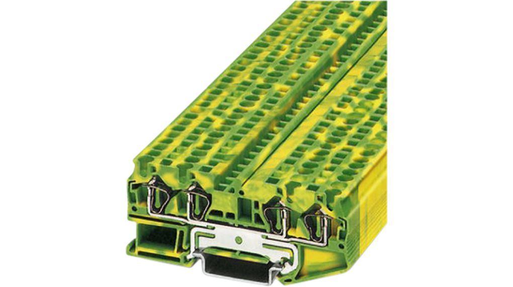 Feed-through terminal block, Spring Clamp, 4 Poles, , 0.08 ... 6mm², Green / Yellow