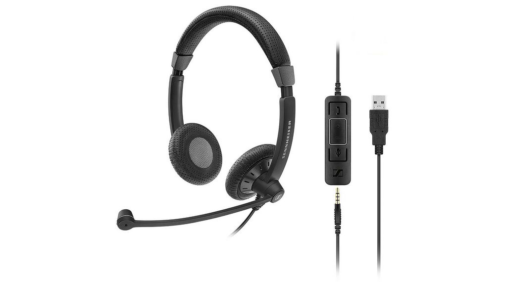 Sennheiser SC 75 USB MS Black Wired USB A, Jack Plug On Ear Headset, Svart