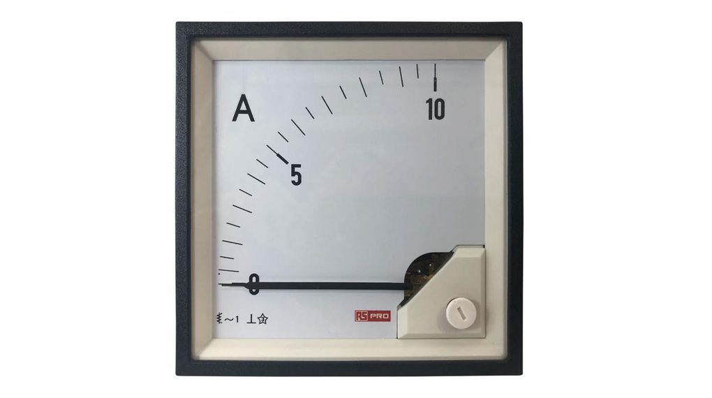 Analogue Panel Ammeter 10 (Input)A AC, 92mm x 92mm, 1 % Moving Iron