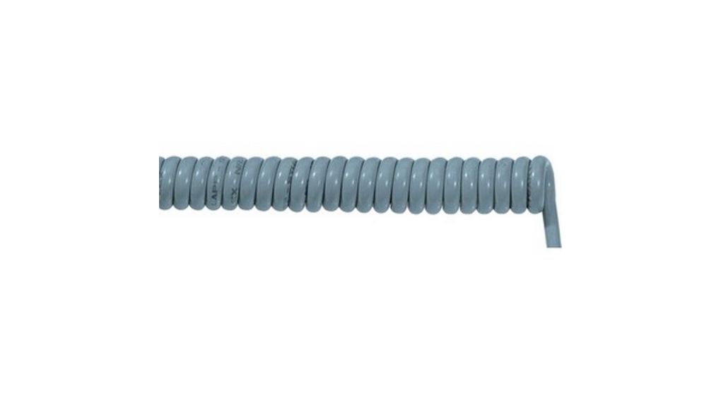 Lapp ÖLFLEX Spiral Cable 0.75 mm² 2 Core Power Cable, Grey Polyurethane PUR, 1m