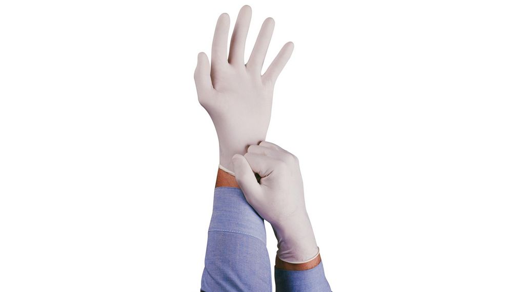 69-318 Beige Powder-Free Latex Disposable Gloves, Size 9.5-10, XL, 100 per Pack, 240mm