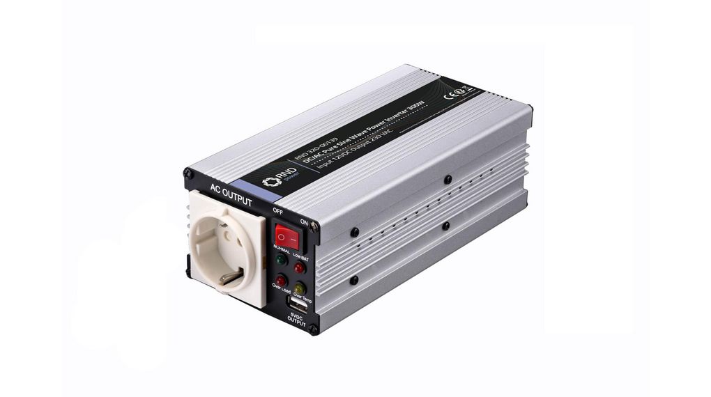Sinus-Wechselrichter, DC / AC 12V 300W Steckdose Typ F (CEE 7/3) mit Schutzkontakt / USB A-Buchse