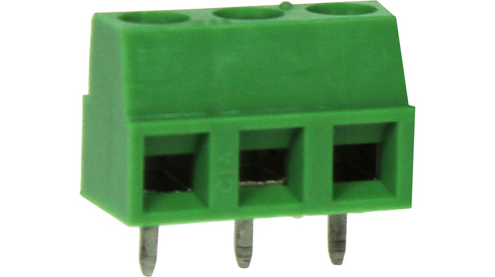 Low Profile Rising Clamp Terminal Block, THT, 5.08mm Pitch, Right Angle, Screw, Clamp, 3 Poles