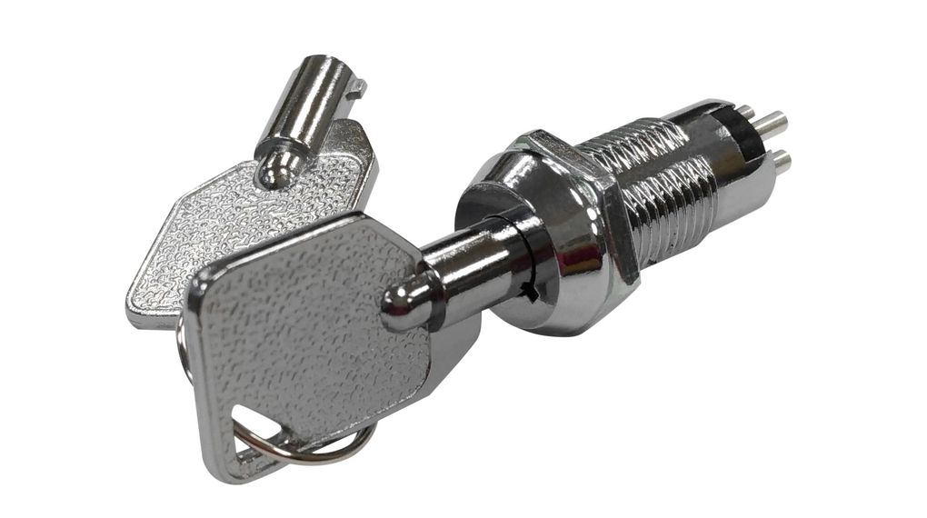 Schlüsselschalter, 12 mm 1 Wechsler 125 VAC 2-Pos 90° EIN-EIN rastend