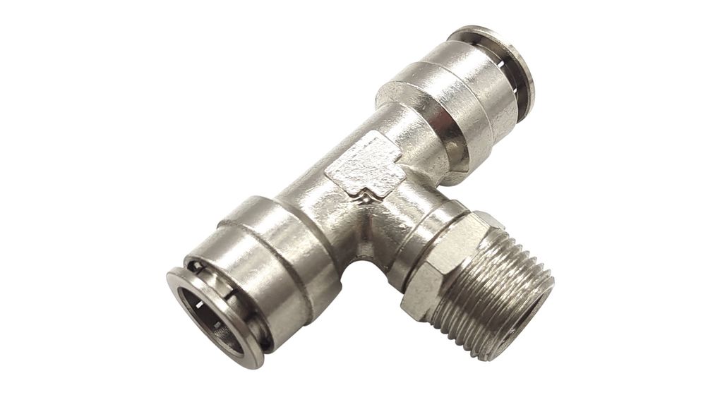 T-Fitting, Stainless Steel, 48mm, R1/4", Male Thread - Ø6 mm, Push-In Connector