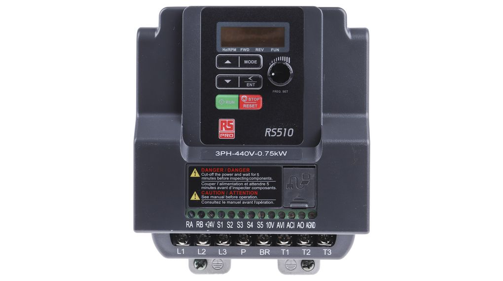 Frekvensomformer, RS510, Ethernet / RS-485 / BACnet / MODBUS, 2.3A, 750W, 380 ... 480V