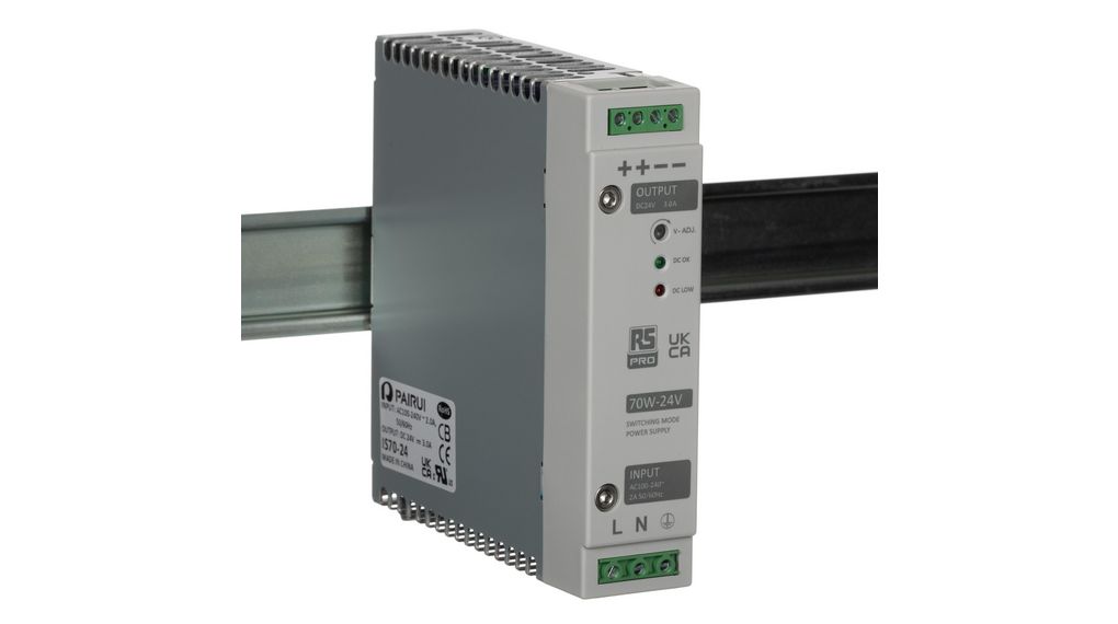 Alimentation pour rail DIN 86% 24V 3A 70W Réglable