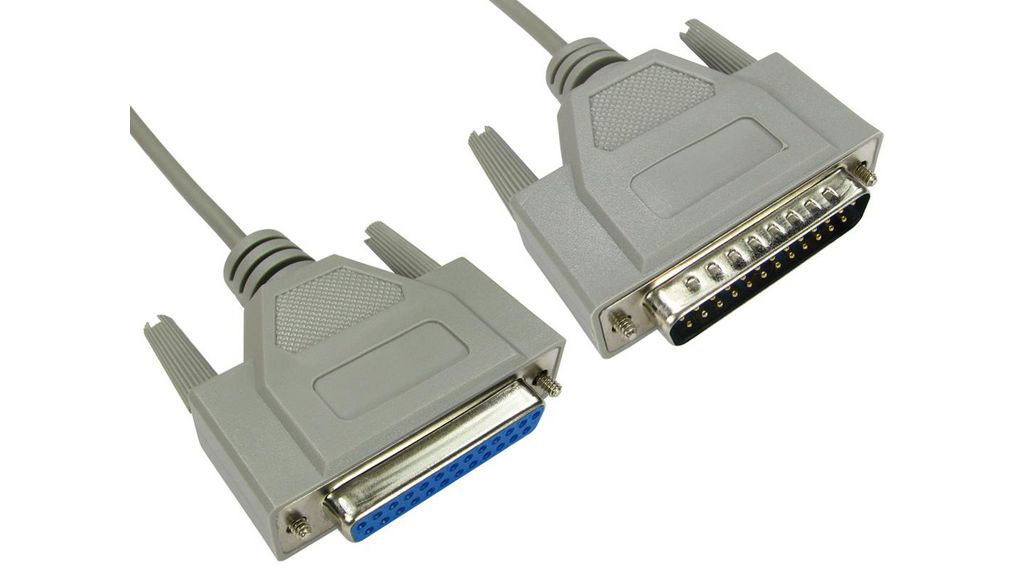 Câble série D-SUB 25 broches mâle - D-SUB 25 broches femelle 1m Gris
