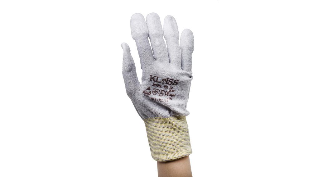 Protective Gloves, Polyamide / Polyurethane, Glove Size Large, Grey, Pack of 10 pieces