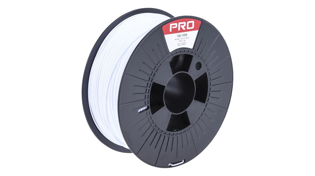3D Printer Filament, PETG, 1.75mm, White, 1kg