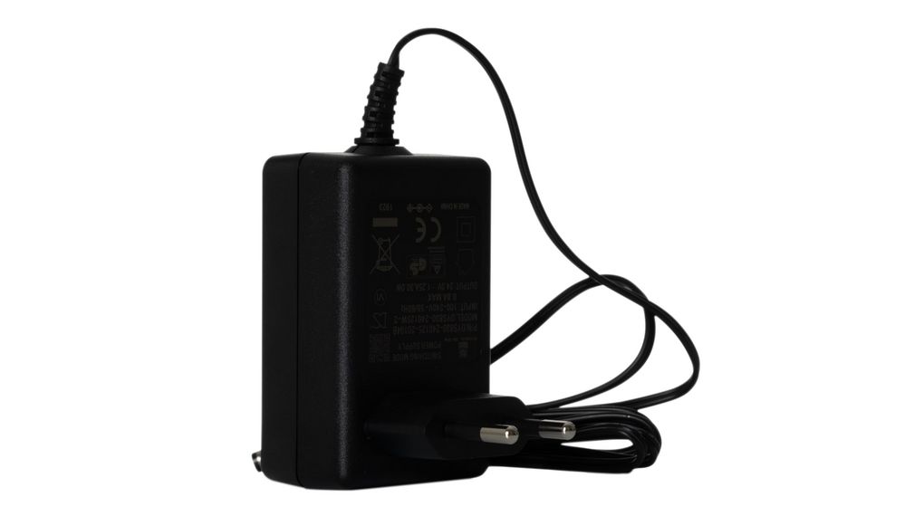 Power Supply 24V 1.25A 30W Euro Type C (CEE 7/16) Plug 2.1 x 5.5 mm Barrel Plug