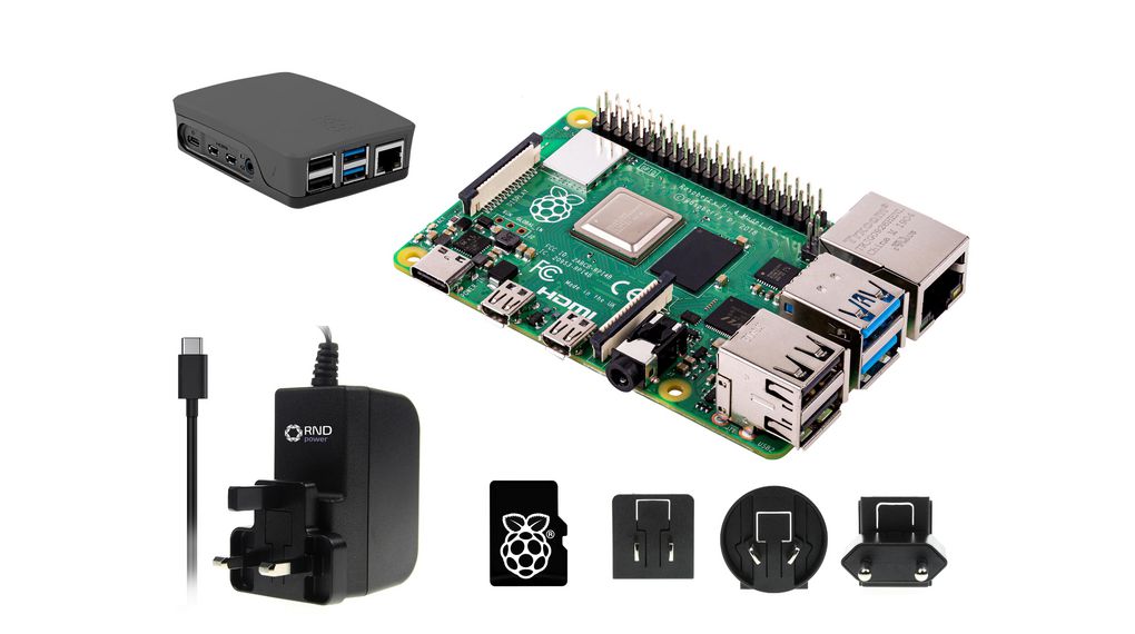 PI4 MODEL B/1GB & POWER SUPPLY & SD CARD, Raspberry Pi Ensemble d'alimentation  Raspberry Pi 4 1.5 GHz quadruple cœur et RND, 1GB RAM