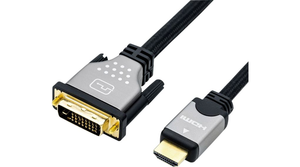 Videokabels, DVI-D 24 + 1 pin, mannelijk - HDMI-stekker, 3840 x 2160, 10m