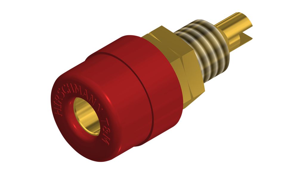 Bananenbuchse Rot 4 mm Messing Gold 30VAC 60VDC 32A Lötkelch