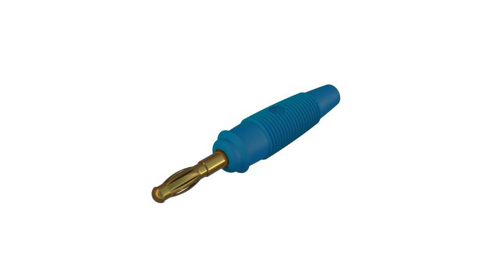 Banana Plug Insulated Unshrouded 4 mm Brass Gold 30VAC 60VDC 32A Soldering Blue