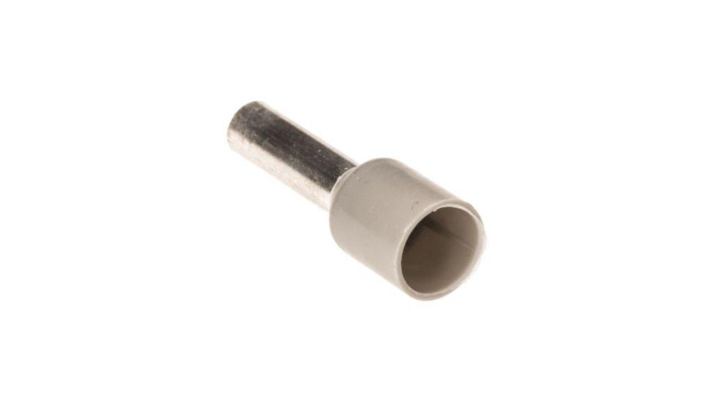 Schneider Electric, DZ5CE Insulated Crimp Bootlace Ferrule, 8.2mm Pin Length, 2.7mm Pin Diameter, 2.5mm² Wire Size, Grey