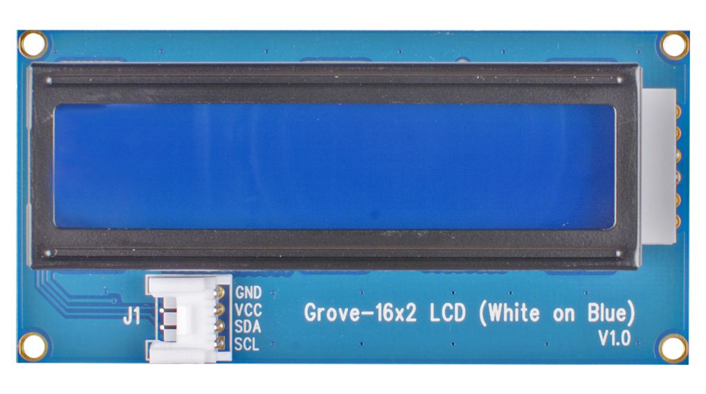 Grove 16 x 2 LCD, hvit på blå
