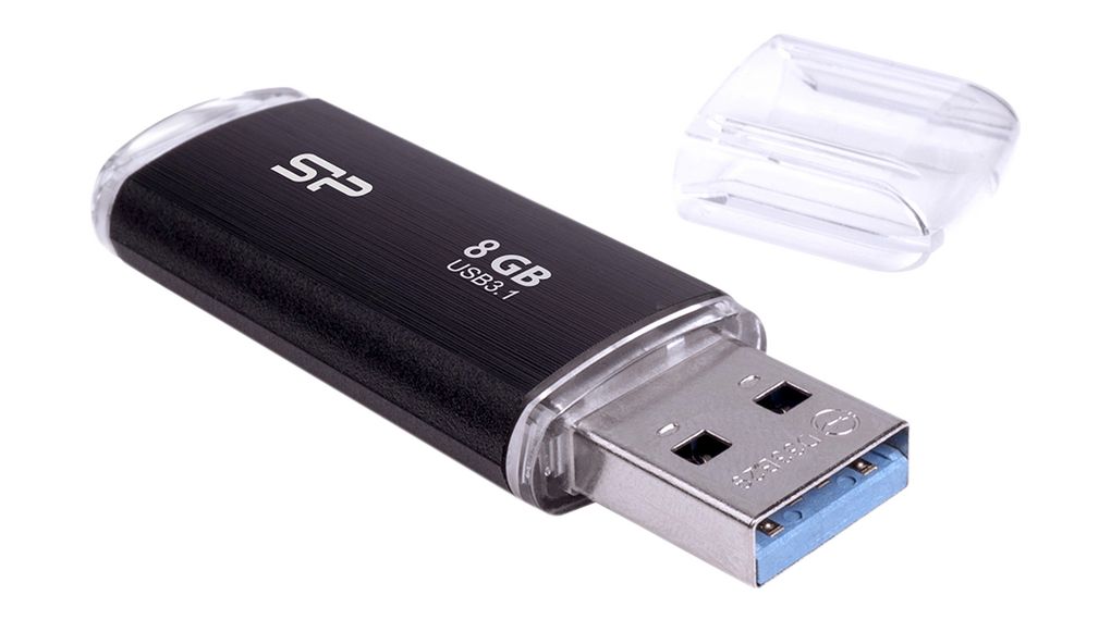SP008GBUF3B02V1K, Silicon Power Chiavetta USB, Blaze B02, 8GB, USB 3.2,  Nero
