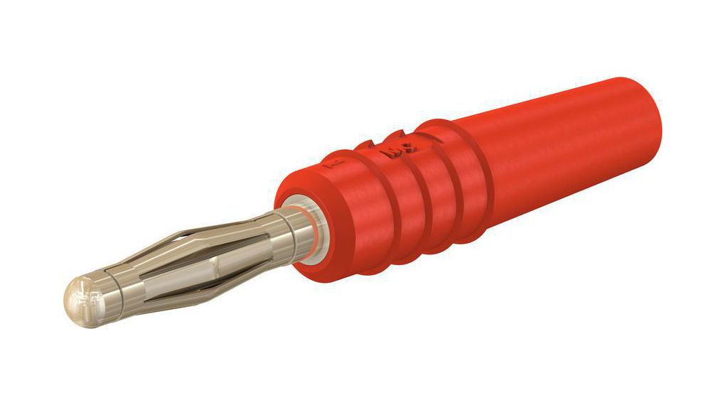 In-Line Banana Plug, Red, Gold-Plated, 60V, 10A