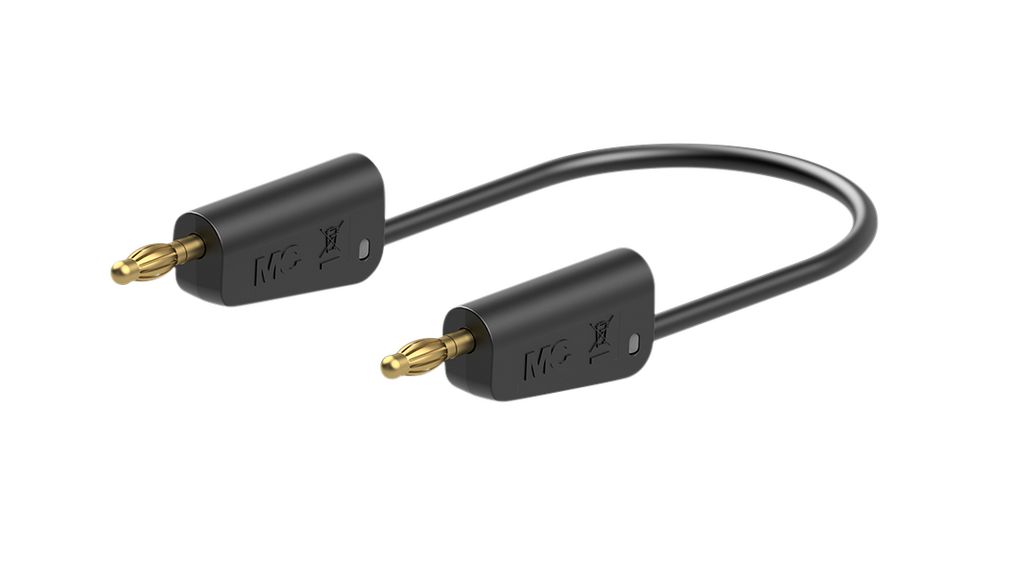 Test Lead, Black, Zinc Copper/Gold-Plated, 2m