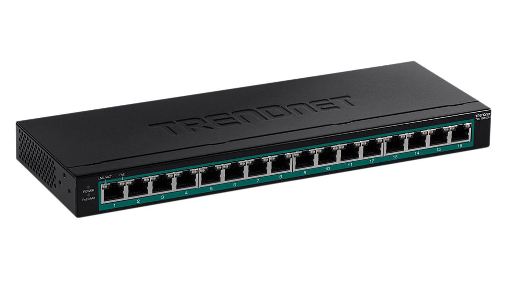 PoE-schakelaar, Niet beheerd, 1Gbps, 123W, RJ45-poorten 16, PoE-poorten 16