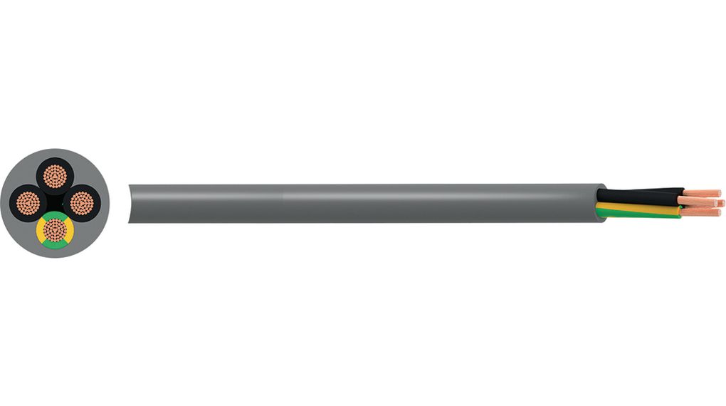 Flerkärnig kabel, YY Oskärmad, PVC, 2x 1.5mm², 50m, Grå