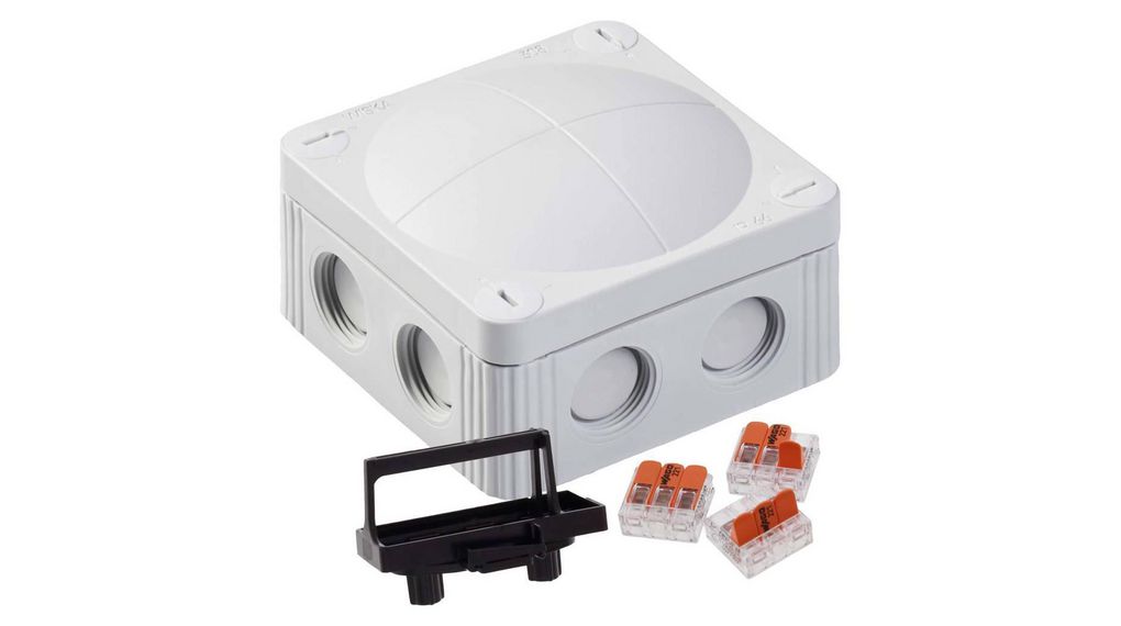 Junction Box with Terminal Insert, 4mm², 85x85x51mm, Cable Entries 8, Polypropylene