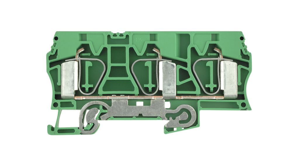 Jordterminal, Tryckklämma, 3 Poler, 800V, 1.92kA, 1.5 ... 16mm², Gul/grön