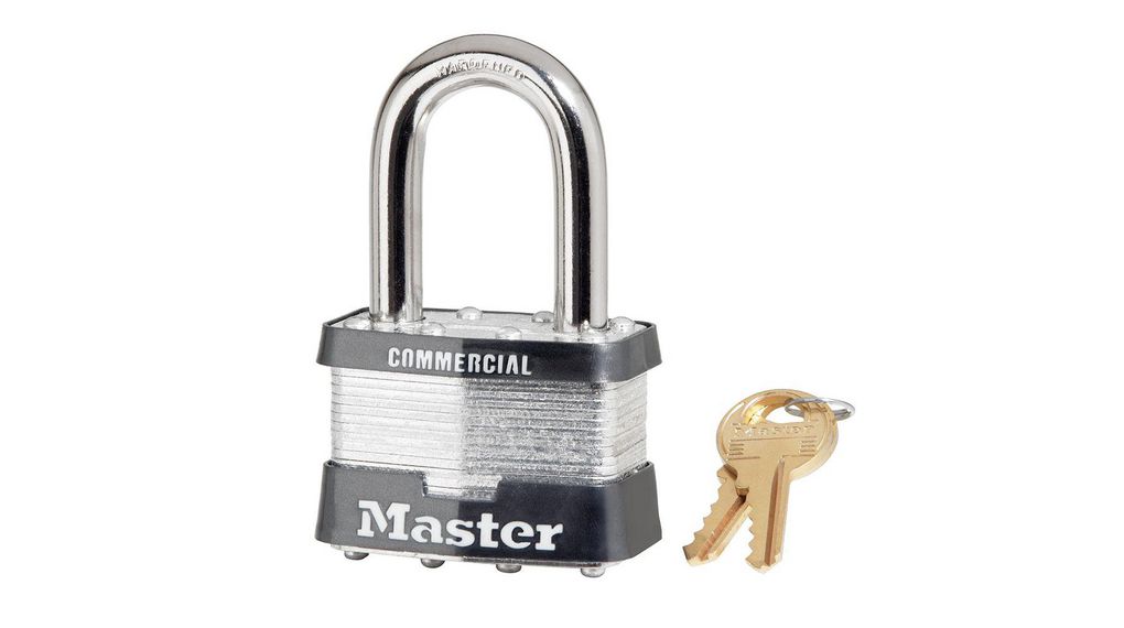 Master Lock Padlock Laminated Steel Padlock, 10mm Shackle, 51mm Body