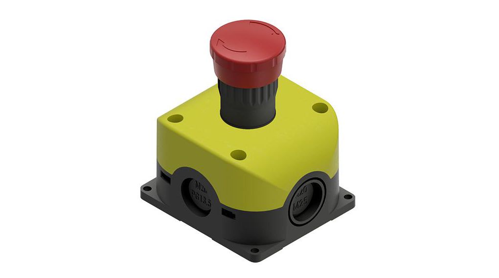 Twist Release Emergency Stop Push Button, Through Hole, 1 NC, IP65 1NC IP65