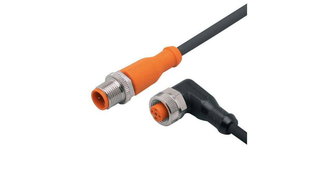 ifm electronic Male 1 way M12 to Female 1 way M12 Sensor Actuator Cable, 0.6 m, Straight Conductors, 600mm, IP65 / IP67 / IP68 / IP69K, Black