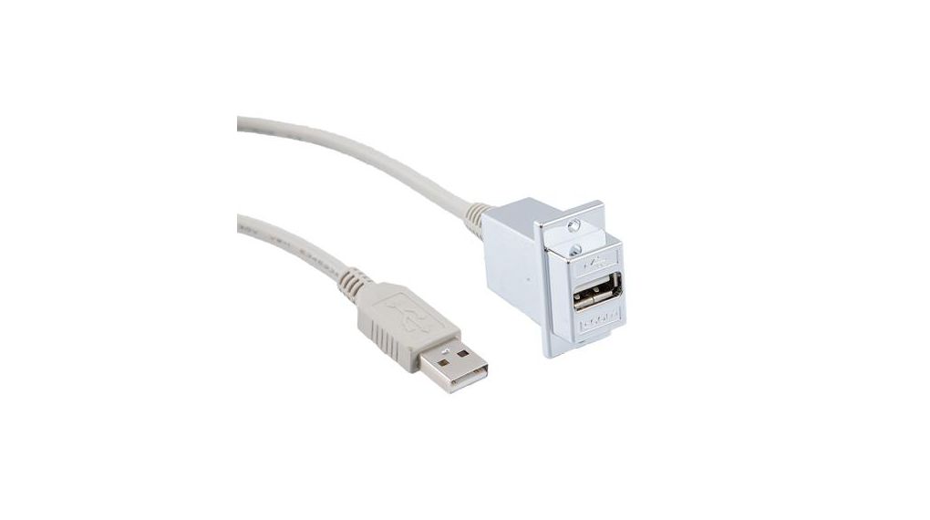 USB 2.0, Male USB Type A Male to Male, 24 in, 610mm, USB 2.0, Light Grey