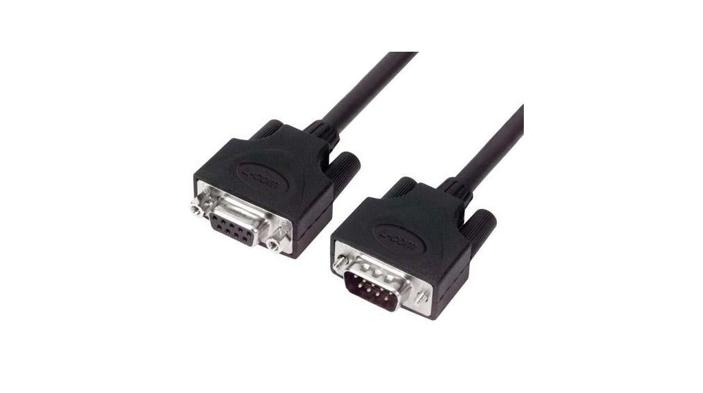 Male DB9 to Female DB9 Cable Assembly, 10 ft Low Smoke Zero Halogen, DB9 Series 3.05m Noir