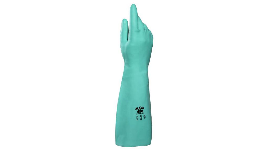 Mapa Ultranitril 480 Green Nitrile Chemical Resistant Gloves, Size 8
