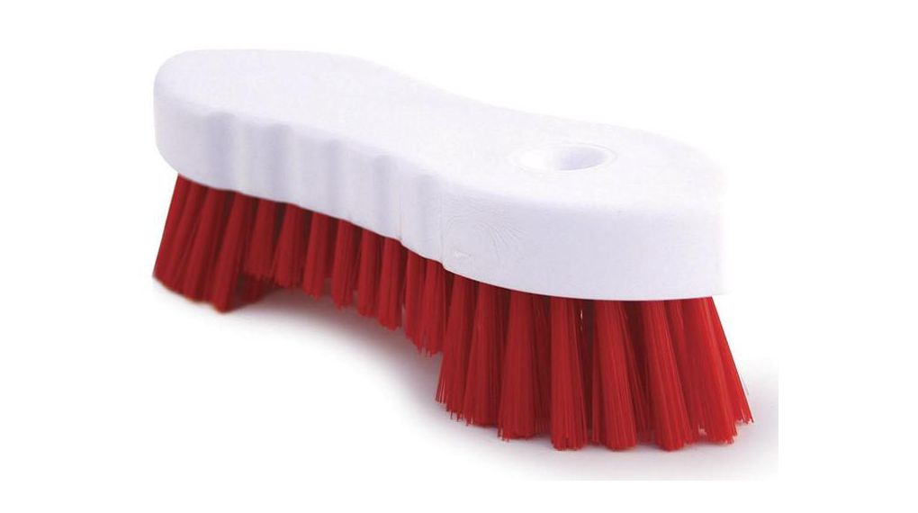 Soft/Hard Bristle Red Scrubbing Brush, PET bristle material