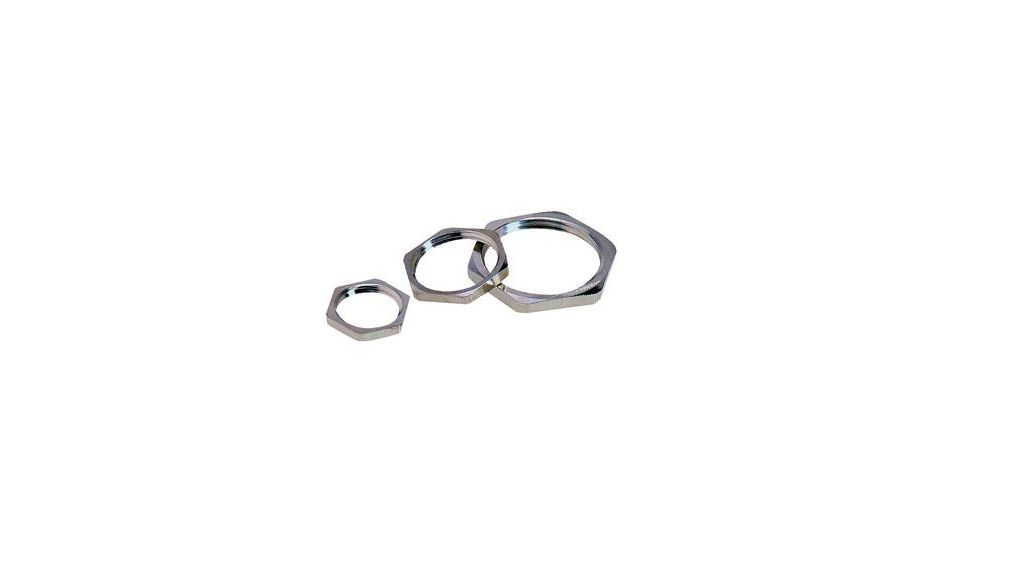 Silver Brass Cable Gland Locknut, PG13.5 Thread, IP68 PG13.5