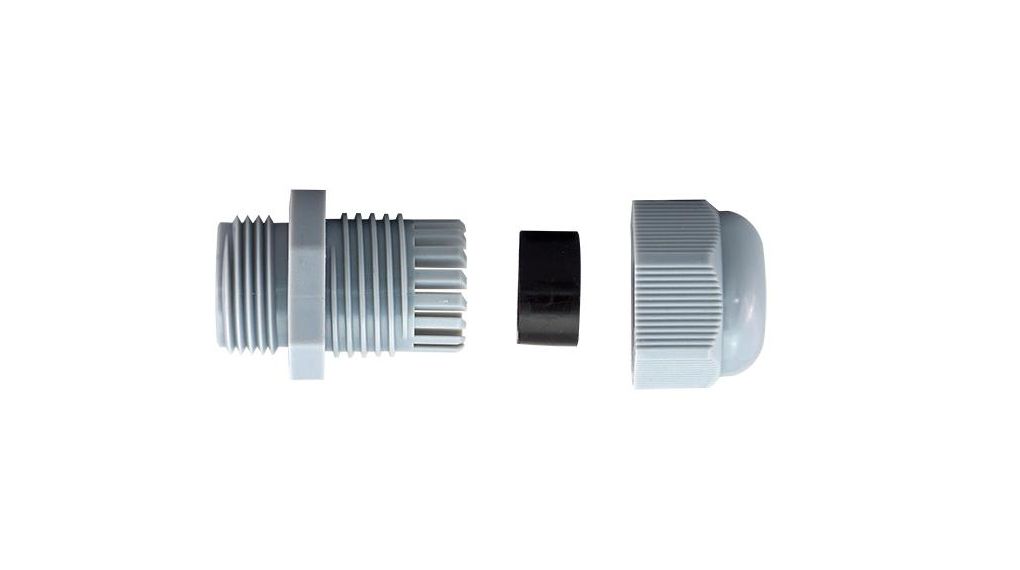 Grey Nylon Cable Gland, M12 Thread, 3mm min., 6.5mm max., IP68