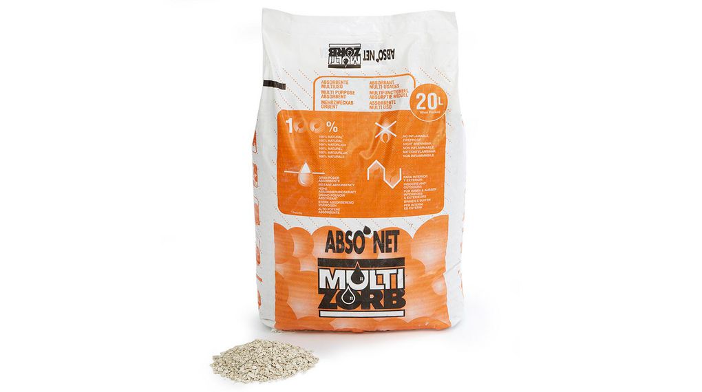 Spill Absorbent Absorbent Granules for Oil, Water Based Liquids, Fuel Use, 20 L Capacity, 1 Per Pack per