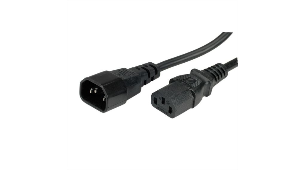 Kable do urządzeń IEC IEC 60320 C14 - IEC 60320 C13 3m Czarny